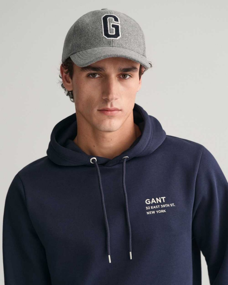 Gant Small GANT Graphic Men's Hoodie Evening Blue | CDOJH-0674