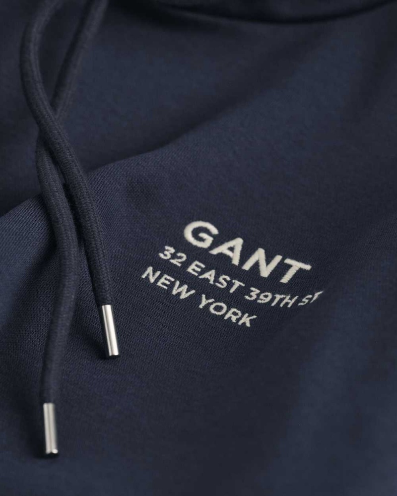 Gant Small GANT Graphic Men's Hoodie Evening Blue | CDOJH-0674