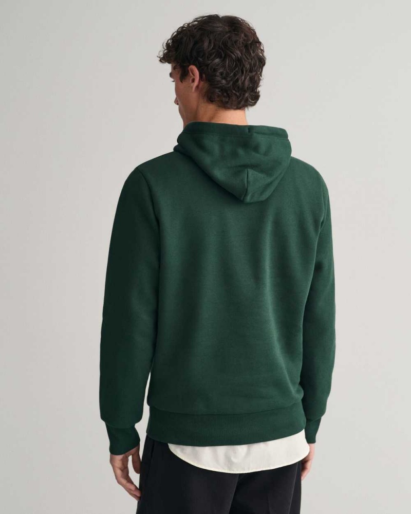 Gant Small GANT Graphic Men's Hoodie Tartan Green | ZLWUR-1397