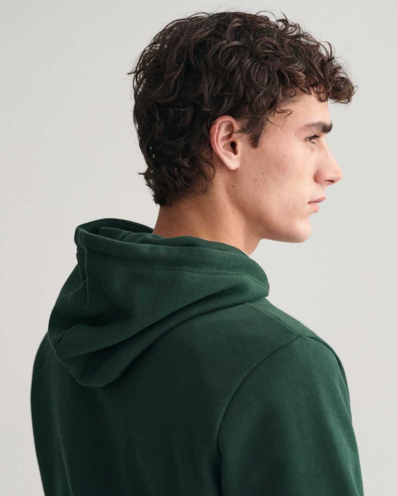 Gant Small GANT Graphic Men's Hoodie Tartan Green | ZLWUR-1397