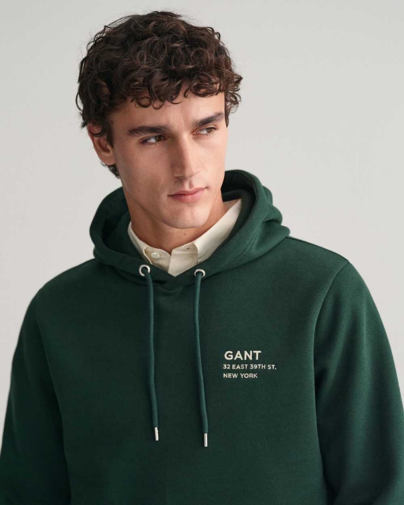 Gant Small GANT Graphic Men's Hoodie Tartan Green | ZLWUR-1397