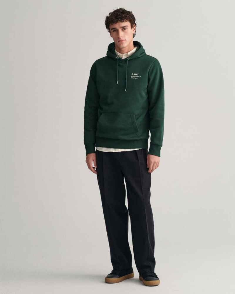 Gant Small GANT Graphic Men's Hoodie Tartan Green | ZLWUR-1397