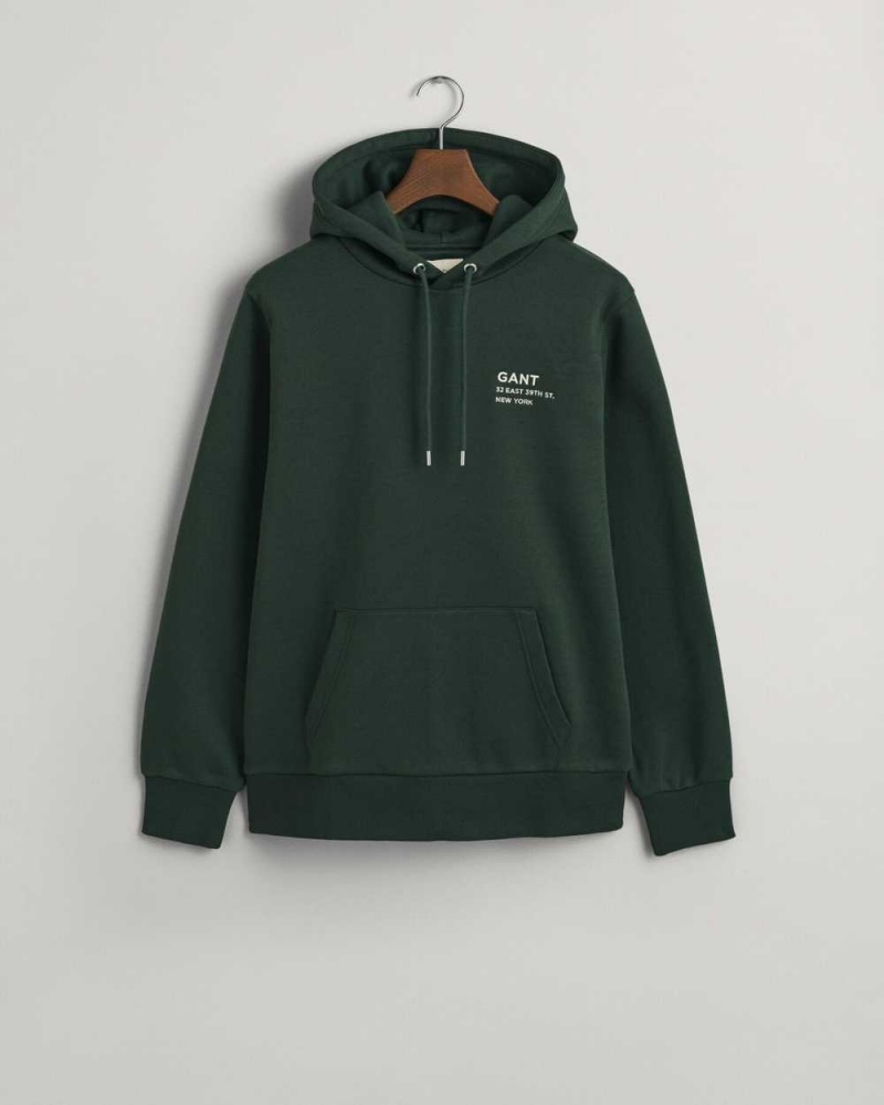 Gant Small GANT Graphic Men's Hoodie Tartan Green | ZLWUR-1397