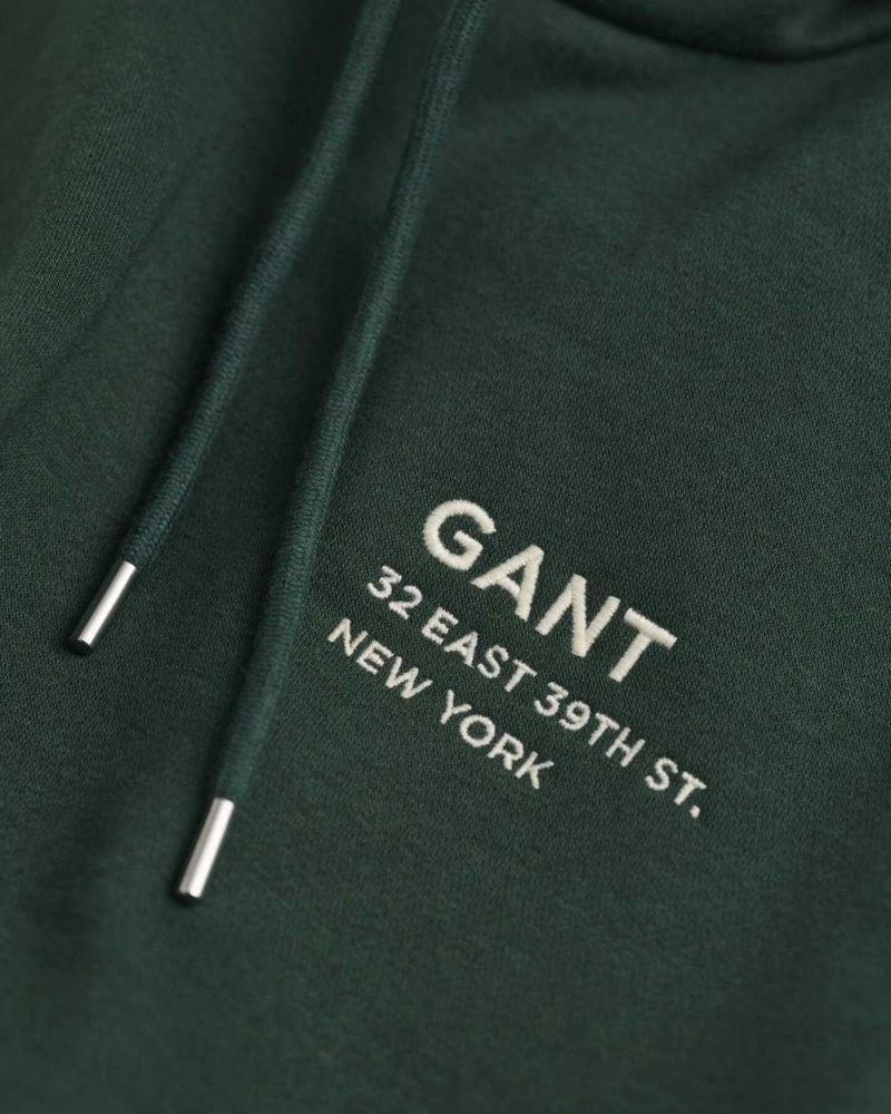 Gant Small GANT Graphic Men's Hoodie Tartan Green | ZLWUR-1397