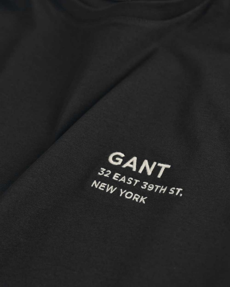 Gant Small GANT Graphic Men's T-Shirt Black | OWFHT-9843