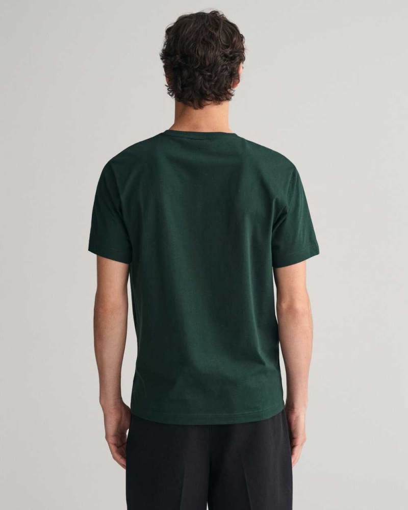 Gant Small GANT Graphic Men's T-Shirt Tartan Green | SFNGW-3786