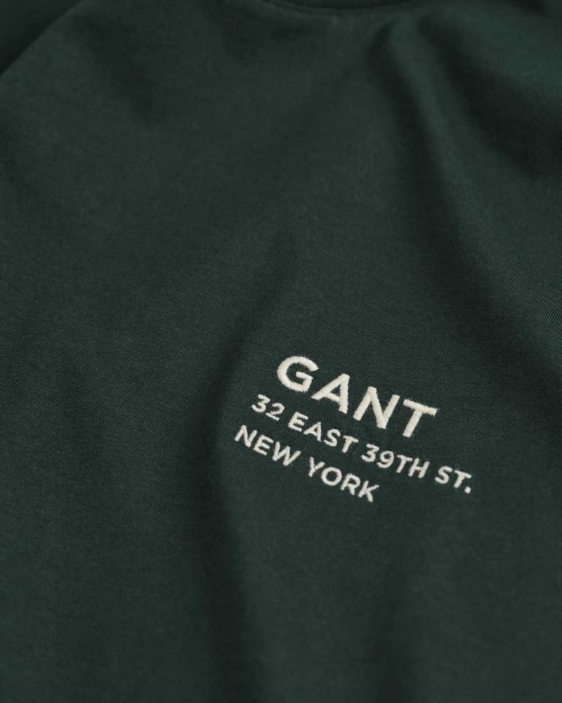 Gant Small GANT Graphic Men's T-Shirt Tartan Green | SFNGW-3786