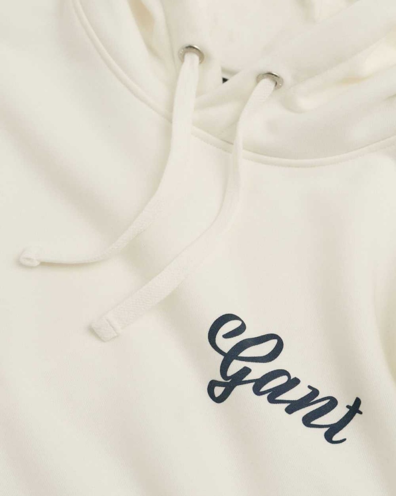 Gant Small Graphic Men's Hoodie Beige White | BYLHV-9720