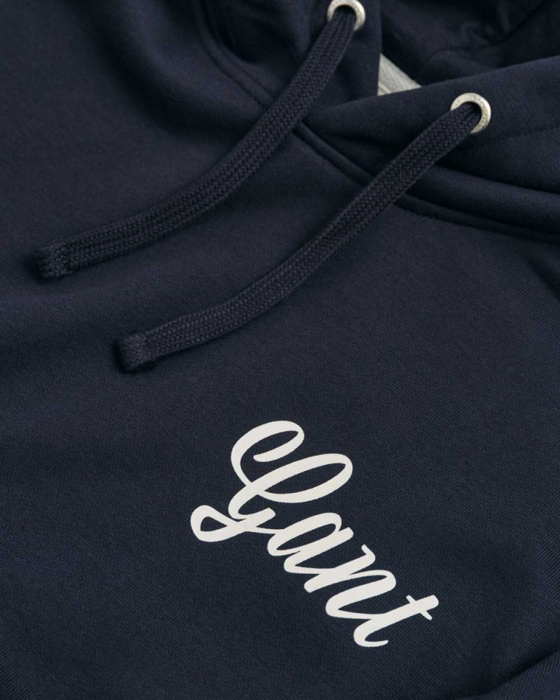 Gant Small Graphic Men's Hoodie Evening Blue | GSABZ-0892