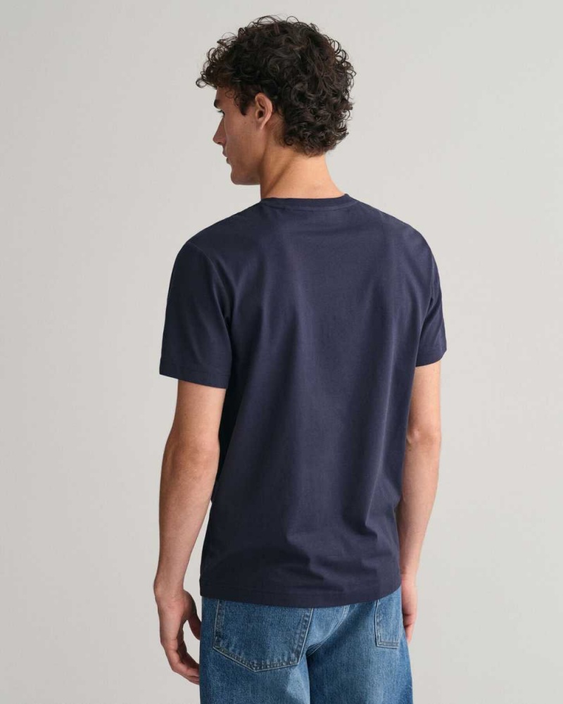 Gant Small Graphic Men's T-Shirt Evening Blue | UAYTQ-0891