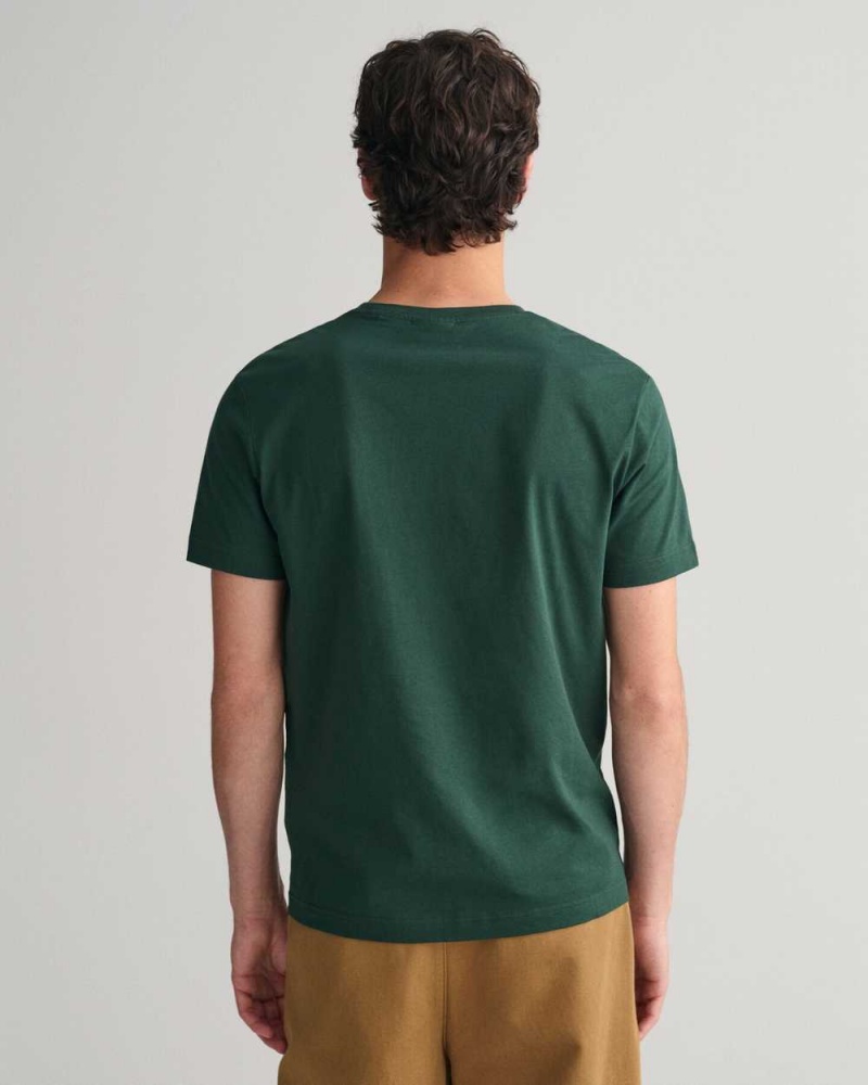 Gant Small Graphic Men's T-Shirt Tartan Green | AGDPT-2105