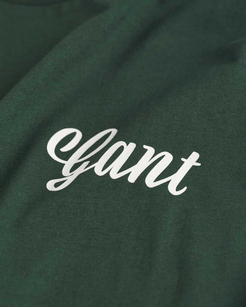 Gant Small Graphic Men's T-Shirt Tartan Green | AGDPT-2105