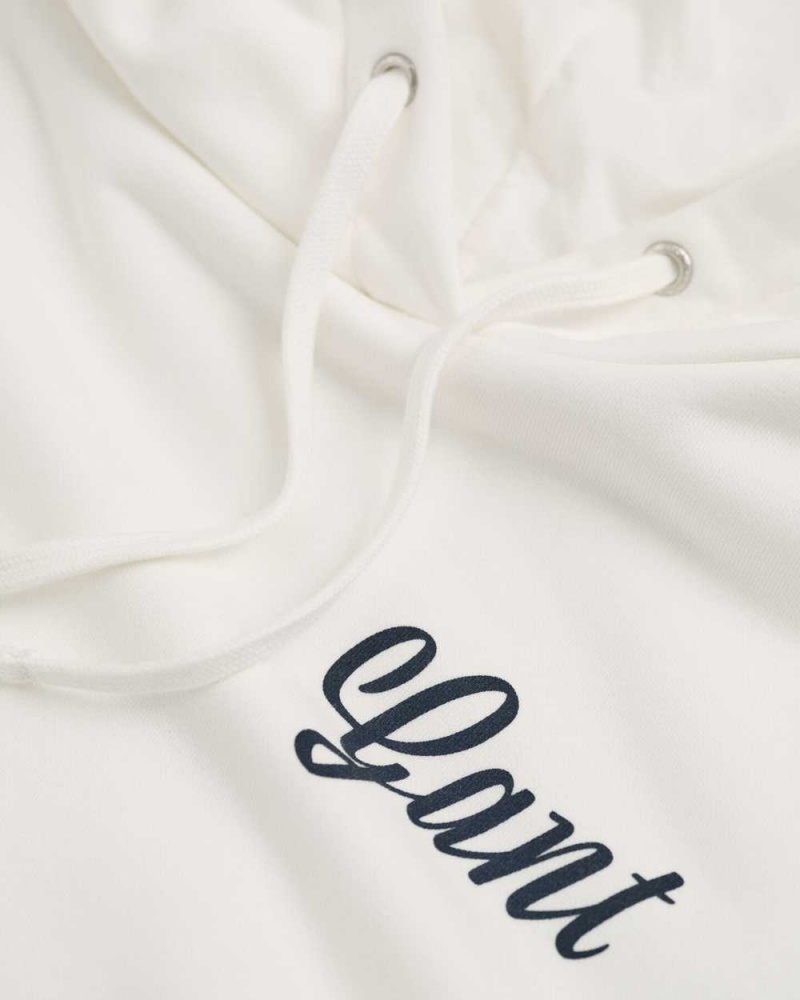 Gant Small Graphic Women's Hoodie Beige White | EYBOQ-6941