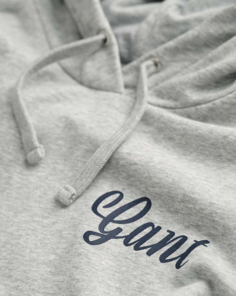 Gant Small Graphic Women's Hoodie Light Grey Melange | SQGTP-6207