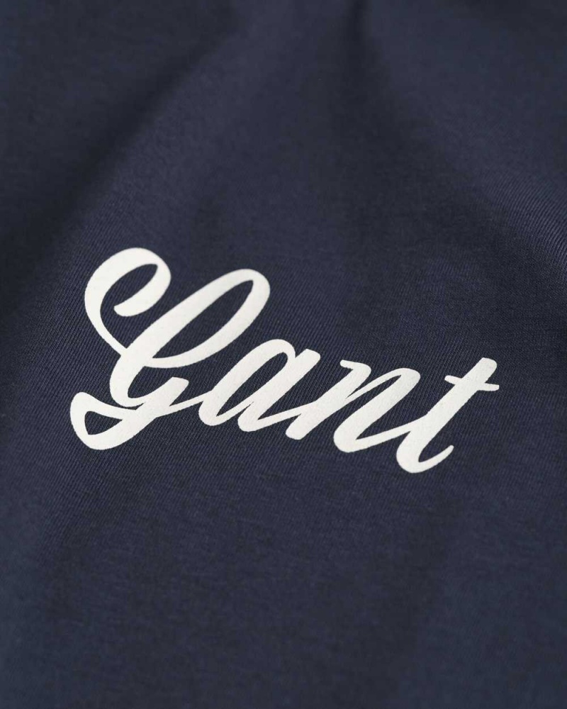 Gant Small Graphic Women's T-Shirt Evening Blue | DRPSX-3582