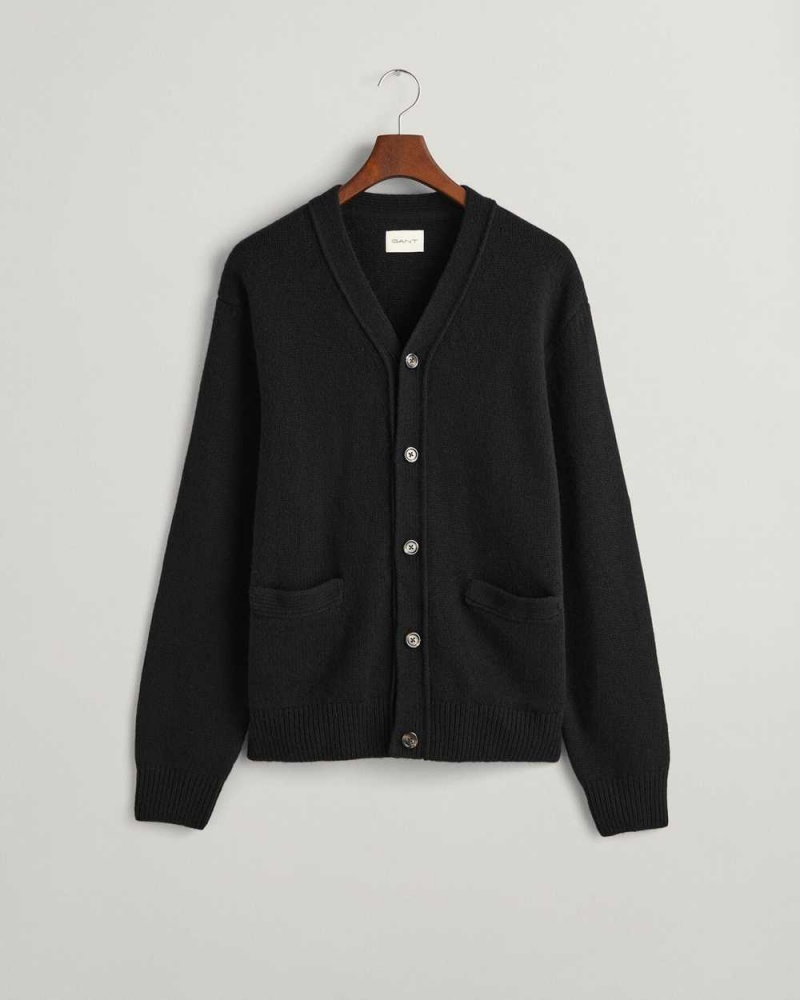 Gant Soft Wool Men's Cardigan Black | KTFGS-0635