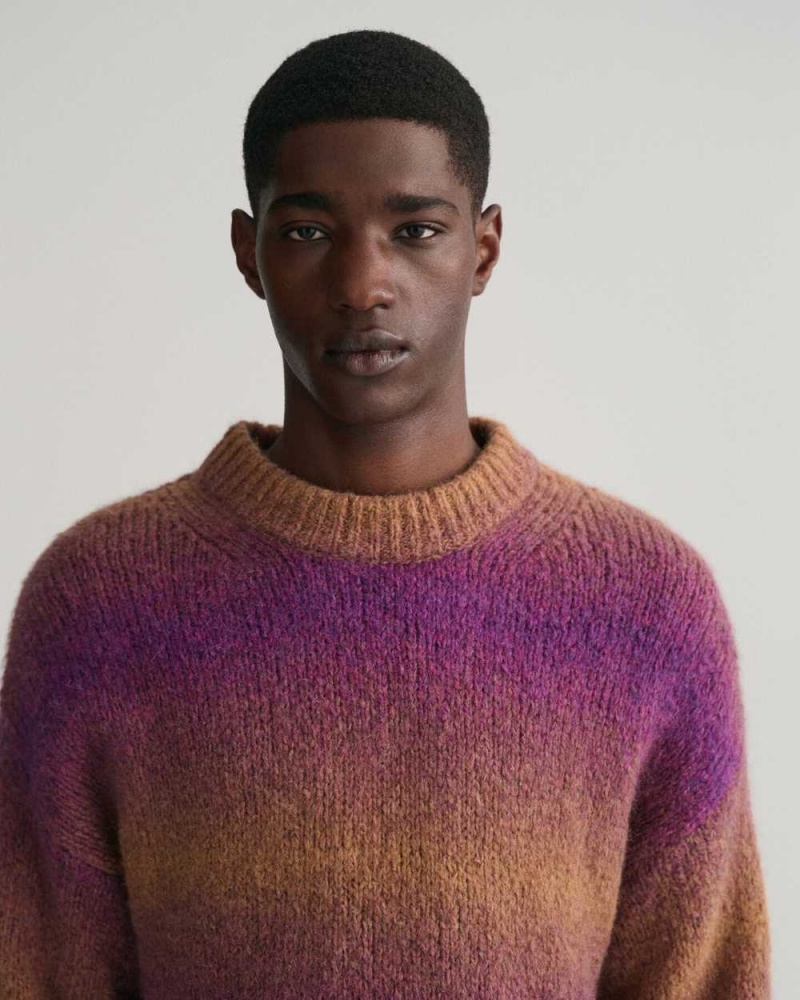 Gant Soft Wool Ombré Crew Neck Men's Sweater Lilac | GWTDL-1965