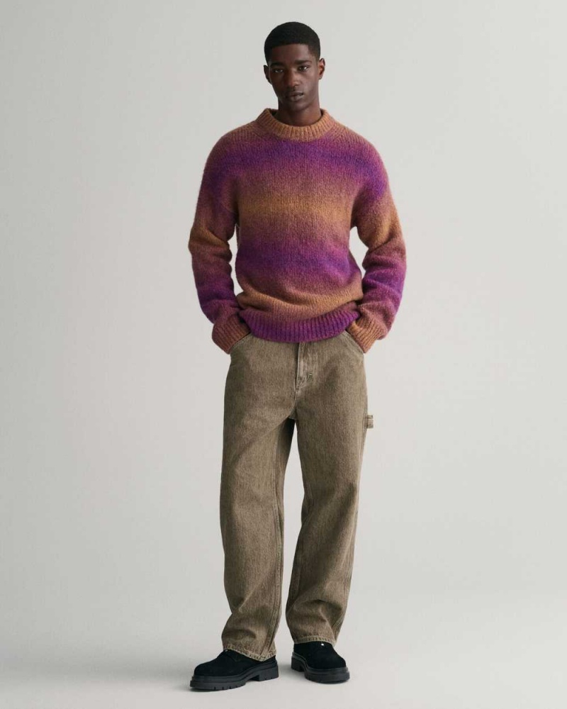 Gant Soft Wool Ombré Crew Neck Men's Sweater Lilac | GWTDL-1965