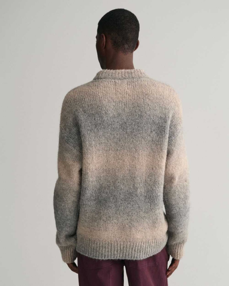 Gant Soft Wool Ombré Crew Neck Men's Sweater Grey Melange | SWULP-8543