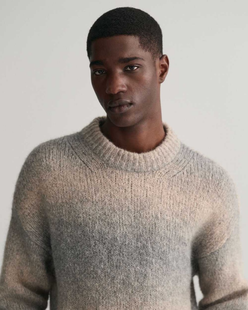 Gant Soft Wool Ombré Crew Neck Men's Sweater Grey Melange | SWULP-8543