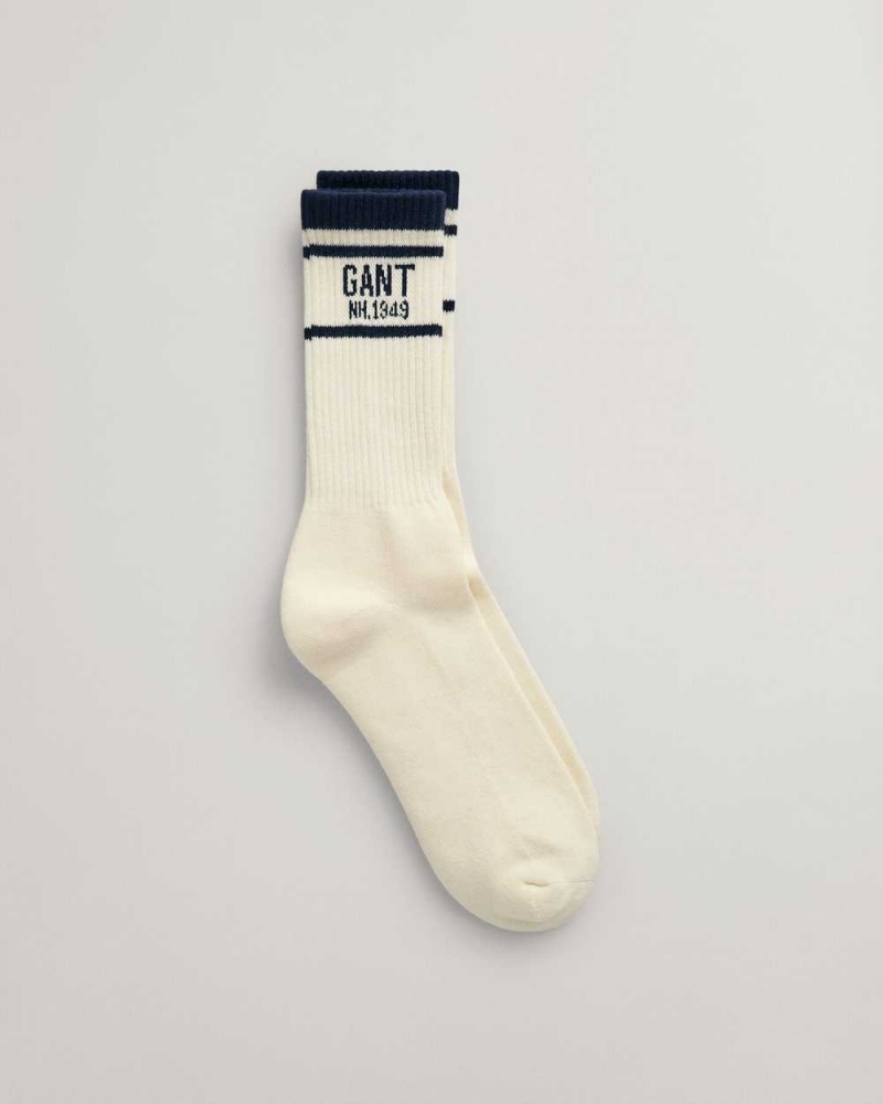 Gant Sport Men\'s Socks Beige White | YIAEG-2764