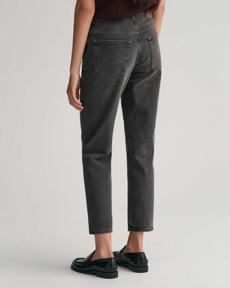 Gant Straight Leg Cropped Women's Jeans Black Vintage | IBSDY-1460