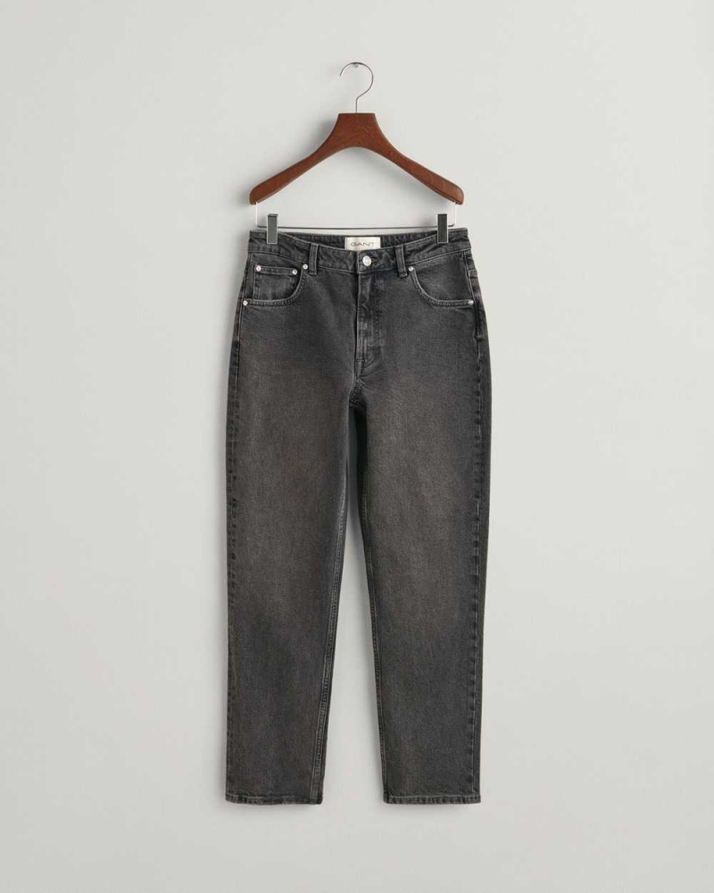 Gant Straight Leg Cropped Women's Jeans Black Vintage | IBSDY-1460