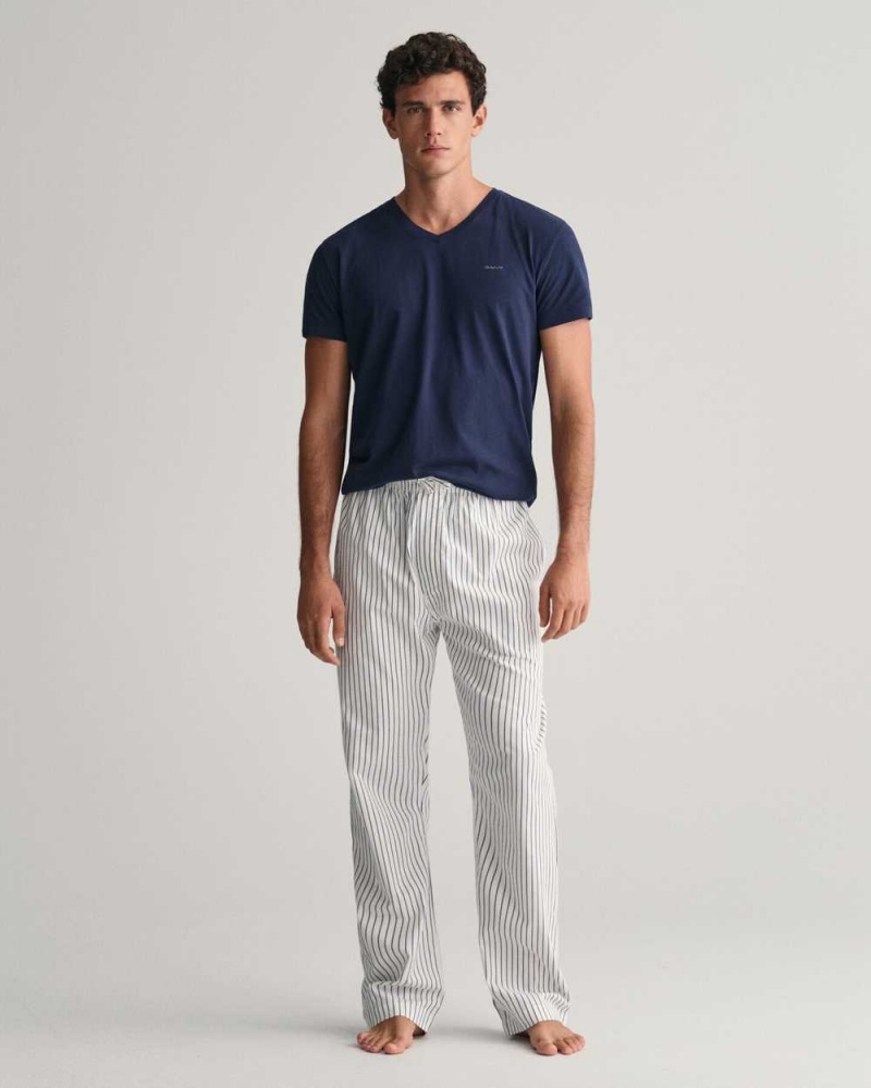 Gant Striped Men's Pajamas Beige White | EQKGR-7254