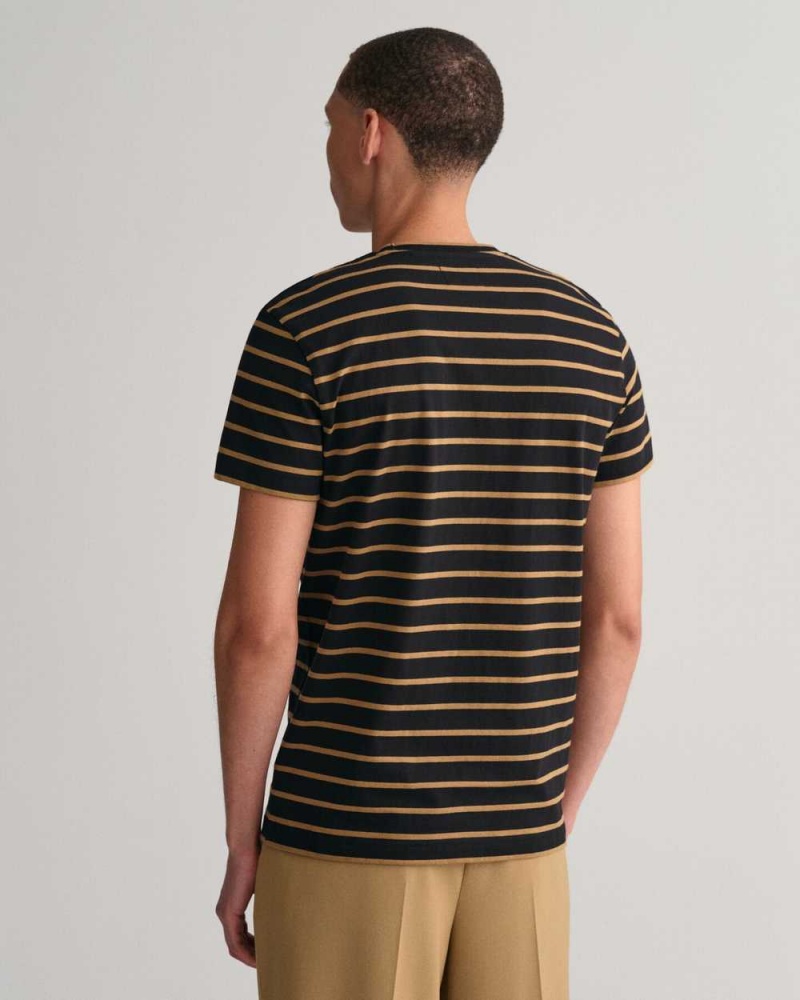 Gant Striped Men's T-Shirt Black | TPCYO-4238