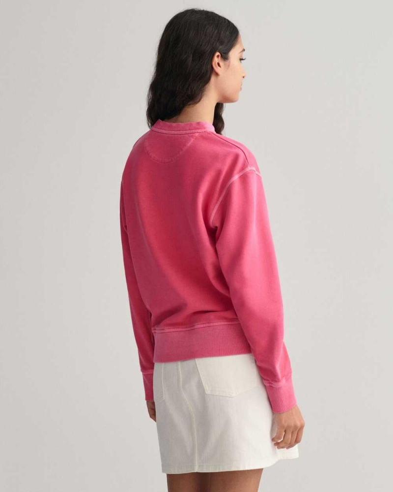 Gant Sunfaded Crew Neck Women's Sweatshirts Magenta Pink | CDGKQ-2457