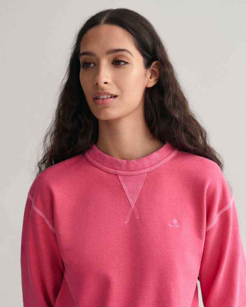 Gant Sunfaded Crew Neck Women's Sweatshirts Magenta Pink | CDGKQ-2457