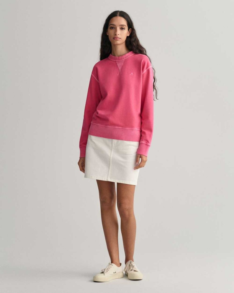 Gant Sunfaded Crew Neck Women's Sweatshirts Magenta Pink | CDGKQ-2457