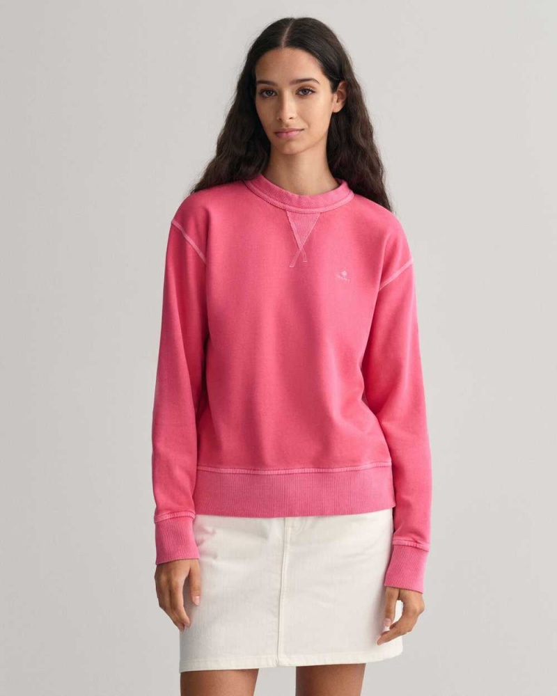 Gant Sunfaded Crew Neck Women\'s Sweatshirts Magenta Pink | CDGKQ-2457