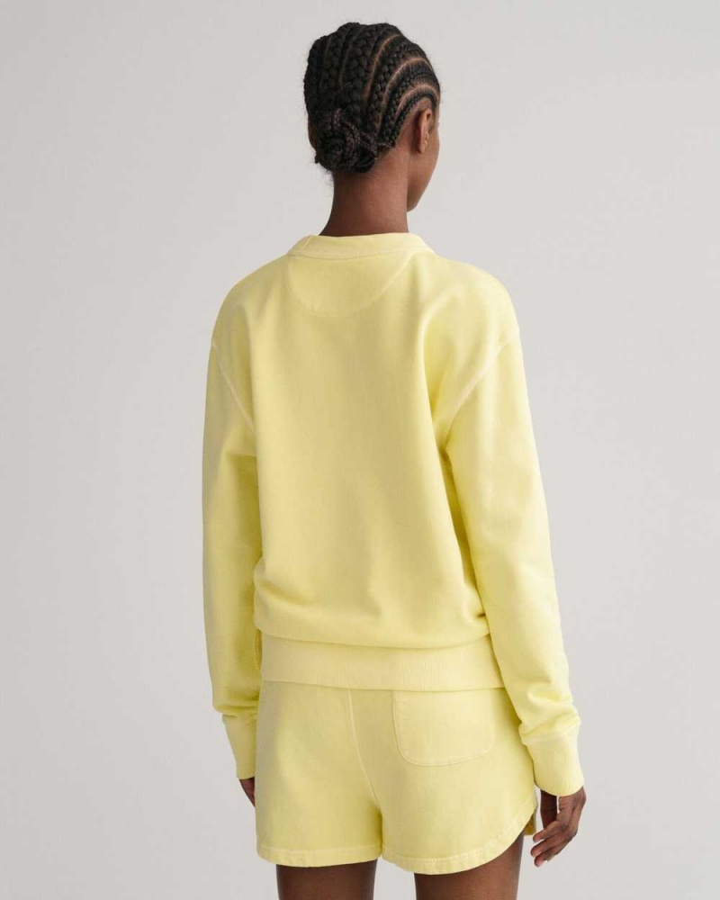 Gant Sunfaded Crew Neck Women's Sweatshirts Lemonade Yellow | BFZKP-4863