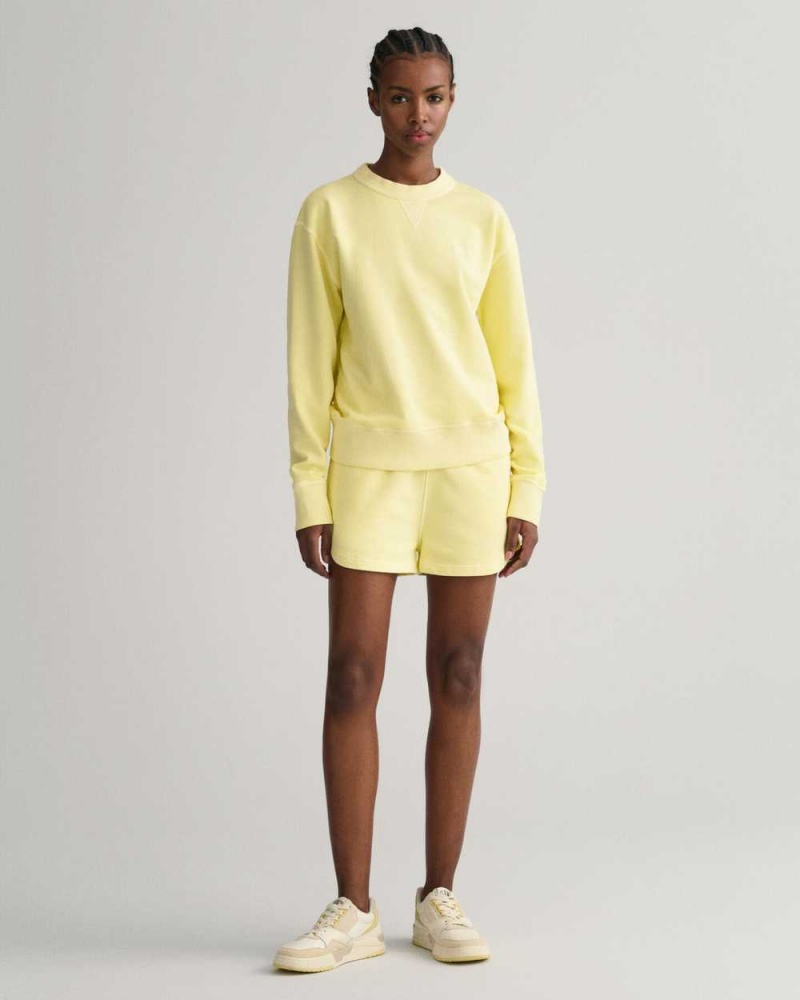 Gant Sunfaded Crew Neck Women's Sweatshirts Lemonade Yellow | BFZKP-4863