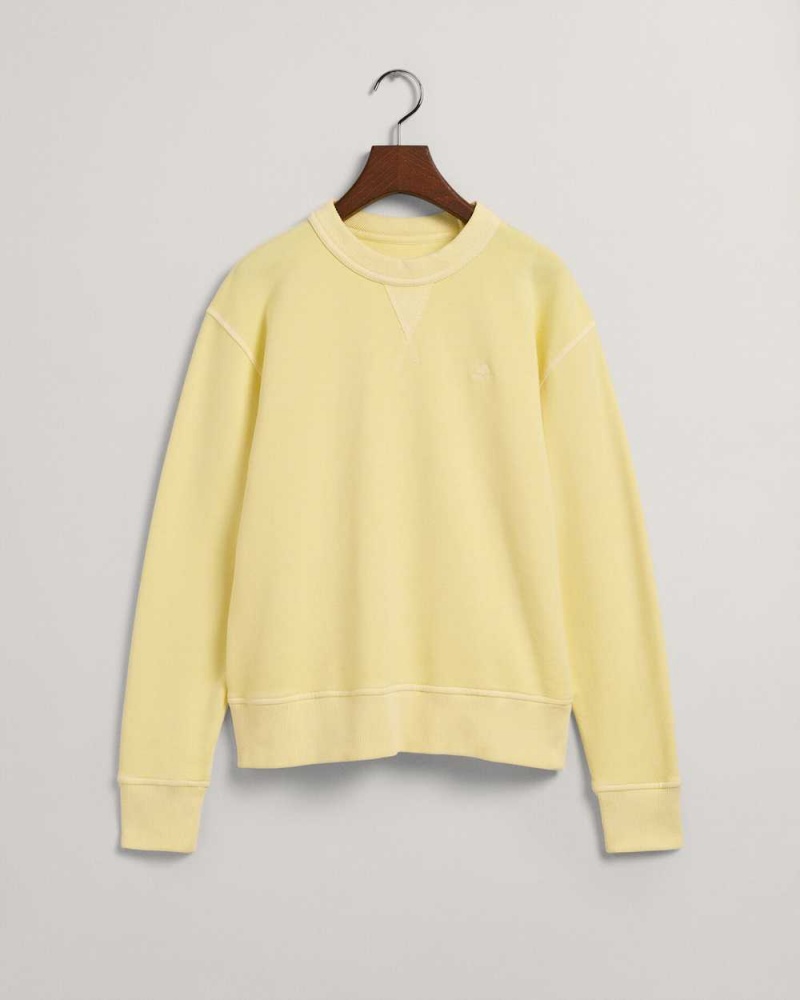 Gant Sunfaded Crew Neck Women's Sweatshirts Lemonade Yellow | BFZKP-4863