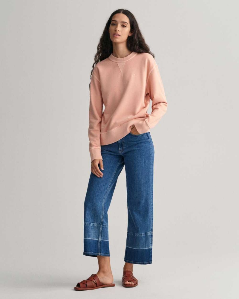 Gant Sunfaded Crew Neck Women's Sweatshirts Guava Orange | WHJDC-0267