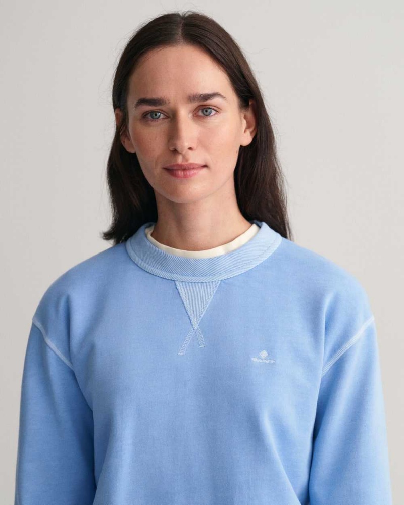 Gant Sunfaded Crew Neck Women's Sweatshirts Gentle Blue | OJWDF-5748