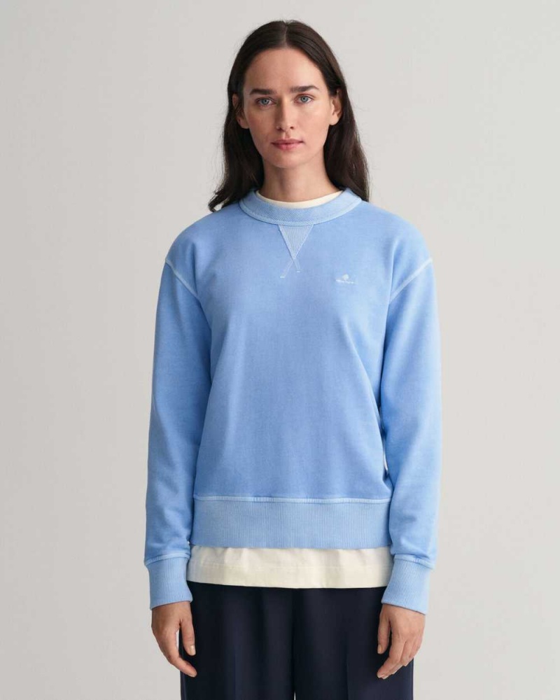 Gant Sunfaded Crew Neck Women\'s Sweatshirts Gentle Blue | OJWDF-5748