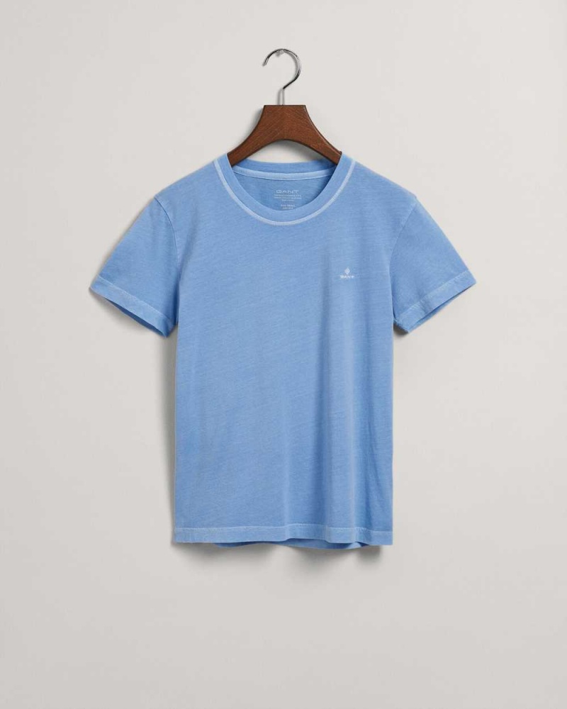 Gant Sunfaded Crew Neck Women's T-Shirt Gentle Blue | MZJUX-3091