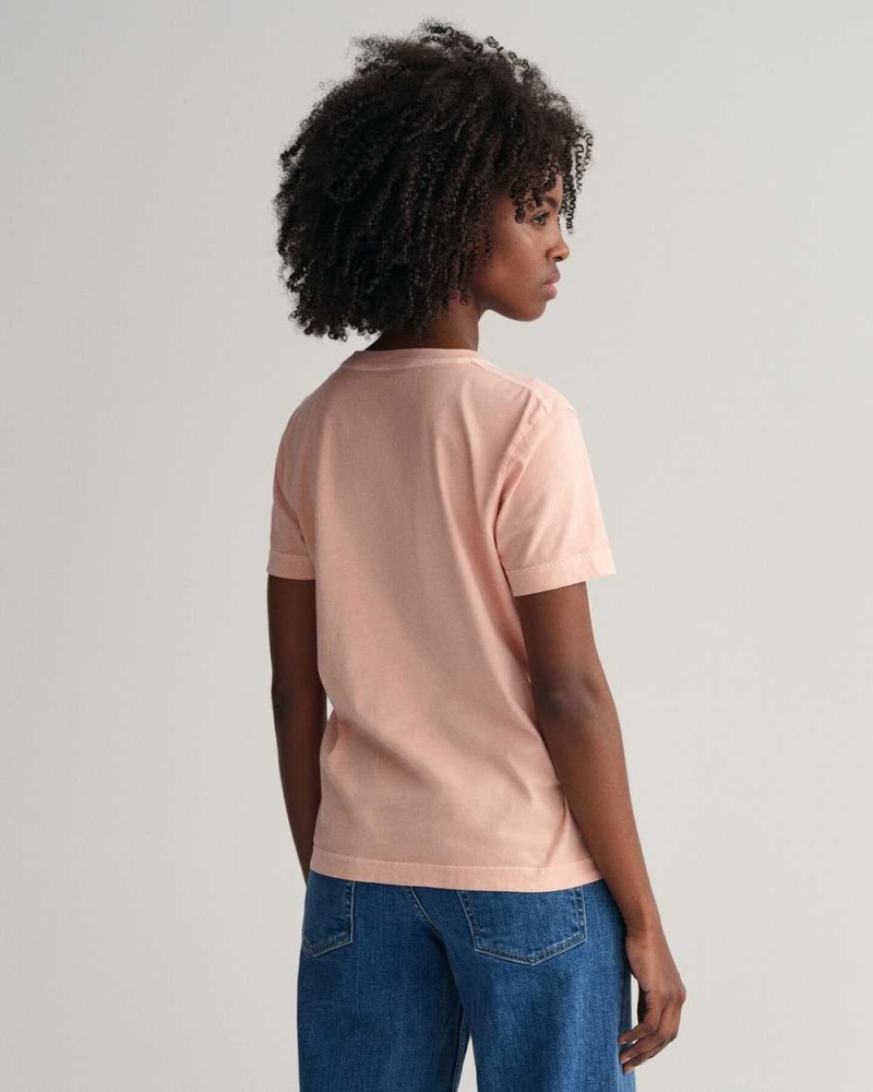 Gant Sunfaded Crew Neck Women's T-Shirt Guava Orange | IXUFS-8254