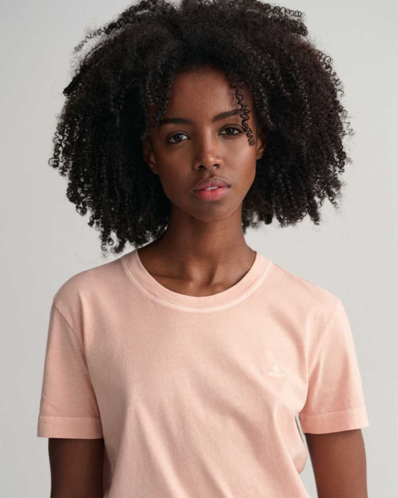 Gant Sunfaded Crew Neck Women's T-Shirt Guava Orange | IXUFS-8254