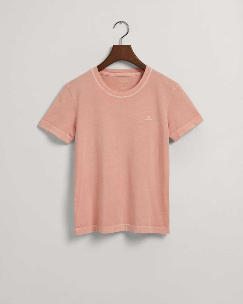 Gant Sunfaded Crew Neck Women's T-Shirt Guava Orange | IXUFS-8254