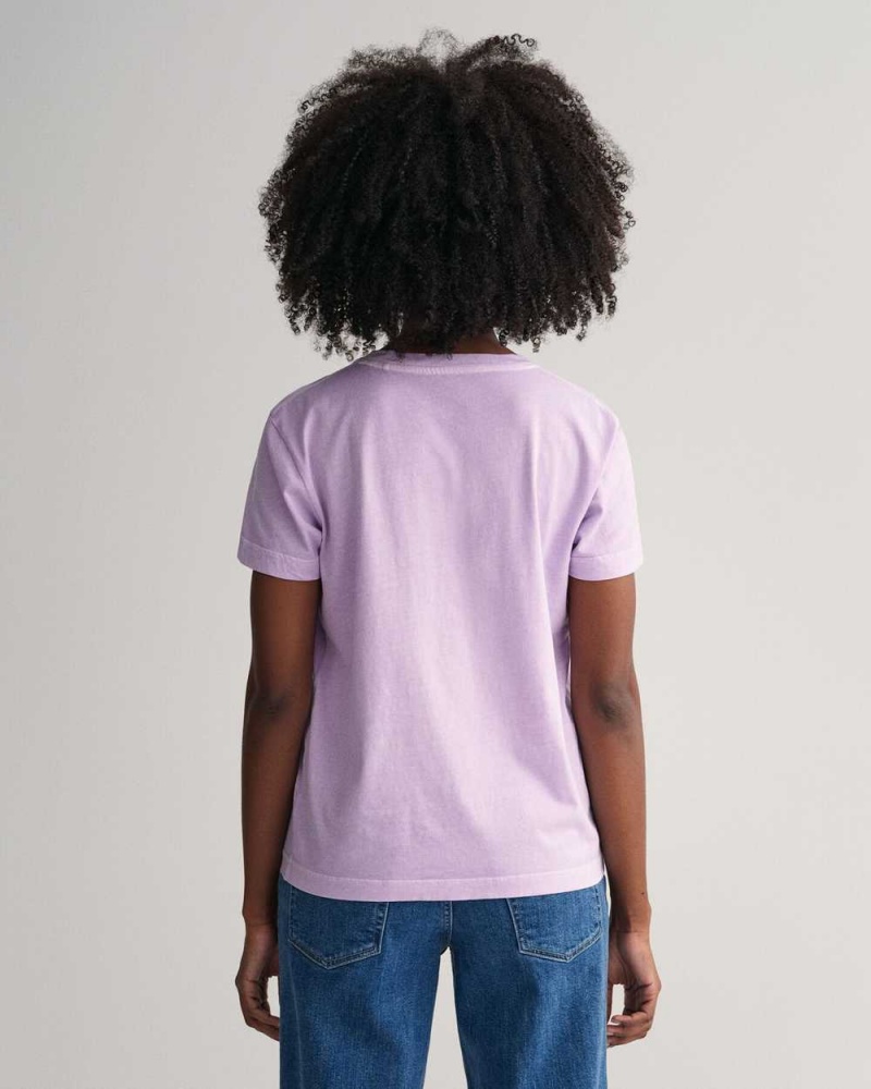 Gant Sunfaded Crew Neck Women's T-Shirt Soothing Lilac | AJZTE-2701