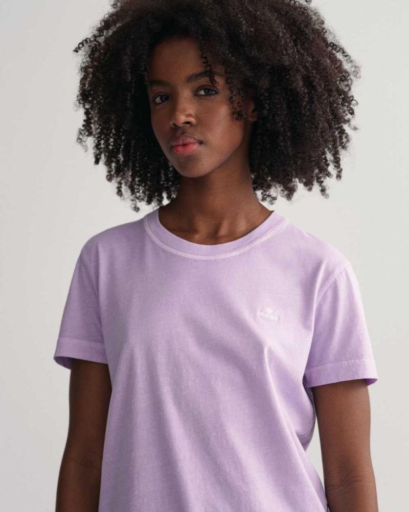 Gant Sunfaded Crew Neck Women's T-Shirt Soothing Lilac | AJZTE-2701