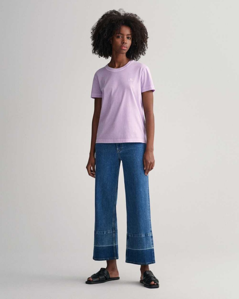 Gant Sunfaded Crew Neck Women's T-Shirt Soothing Lilac | AJZTE-2701