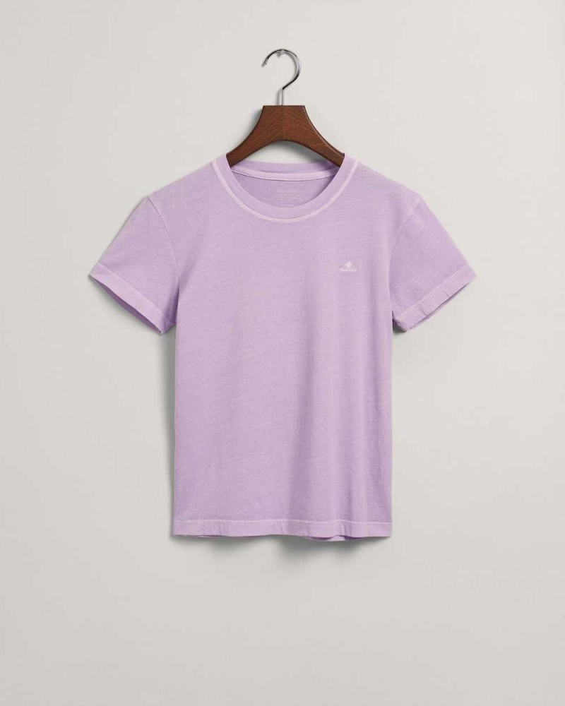 Gant Sunfaded Crew Neck Women's T-Shirt Soothing Lilac | AJZTE-2701