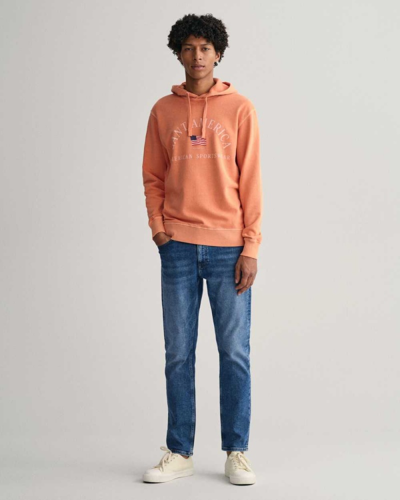 Gant Sunfaded GANT USA Men's Hoodie Apricot Orange | XYGRK-4379