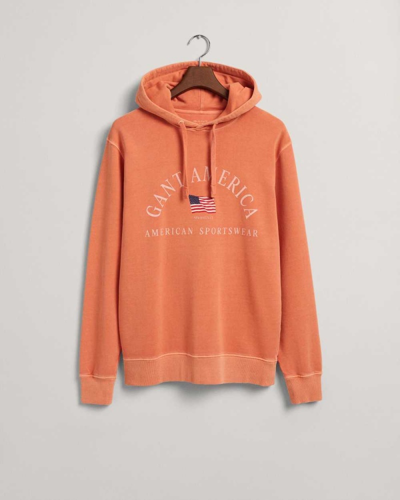 Gant Sunfaded GANT USA Men's Hoodie Apricot Orange | XYGRK-4379