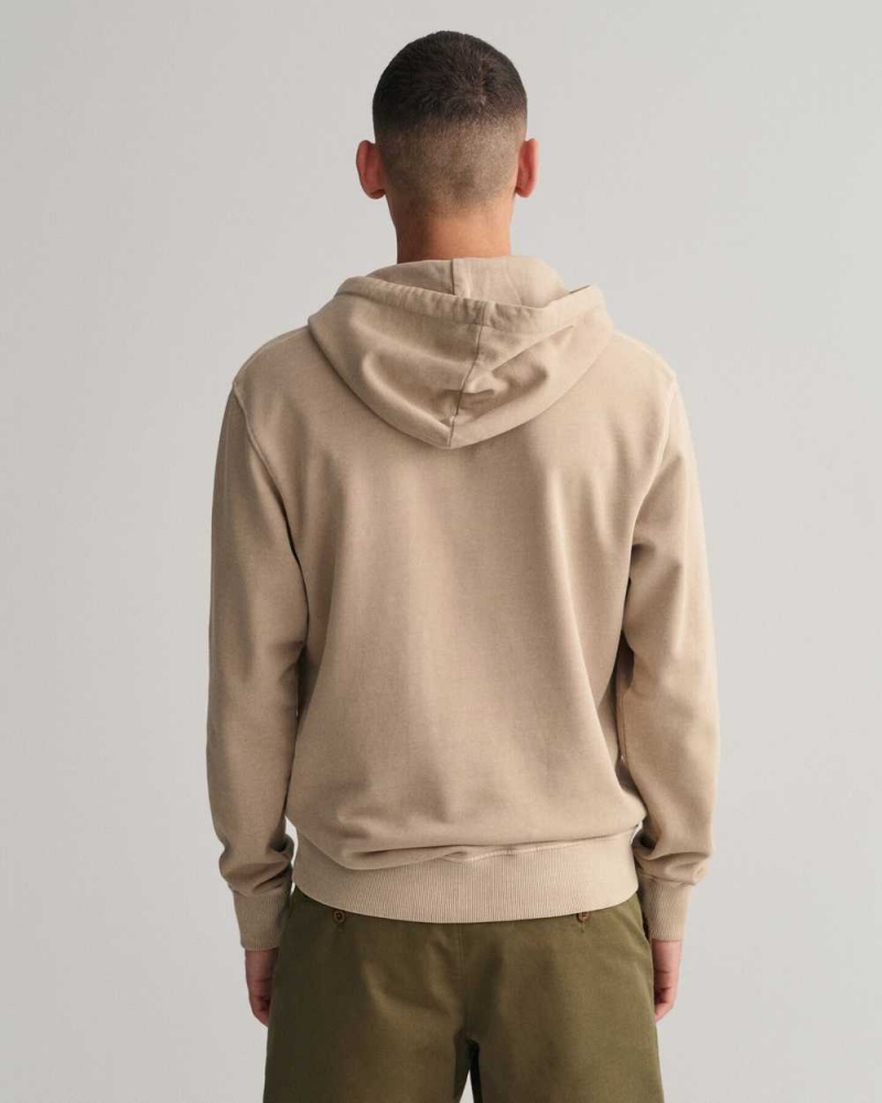 Gant Sunfaded GANT USA Men's Hoodie Concrete Beige | YWLGB-9043